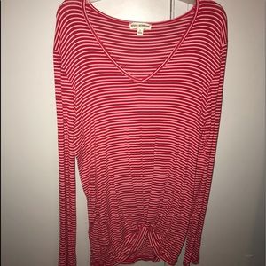 Red striped long sleeve top